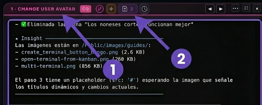 Terminal mostrando título dinámico y cambios actuales en CodeAgentSwarm